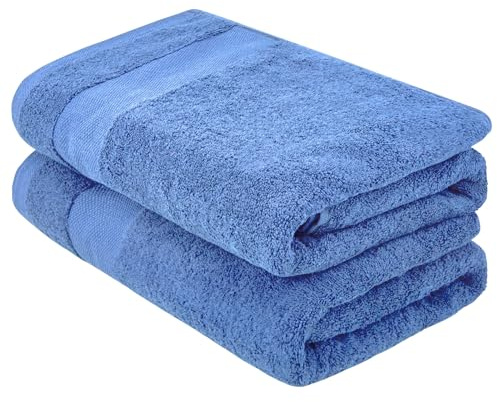ATEN Homeware Supreme Egyptian Cotton Bath Towel Set – 2 Piece Set with 2 Extra Large Bath Towels 70 x 140 cm, Ultra Soft, Highly Absorbent, OEKO-TEX Certified, Made in Egypt (Wedgewood)