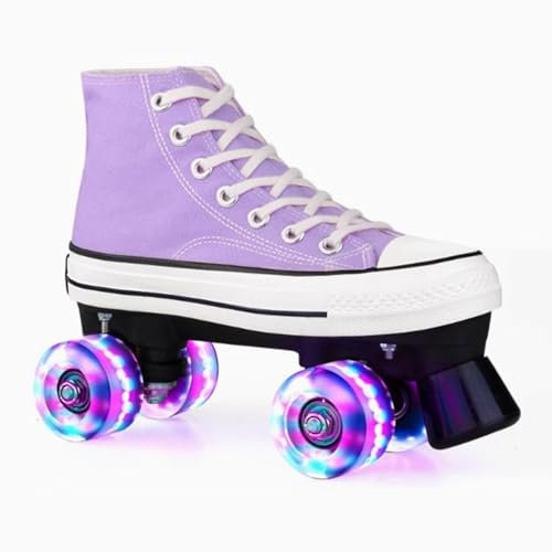 MHXZKHL Rollschuhe Für Mädchen Rollerskates Damen Disco Roller Canvas Skates Erwachsene Leder Atmungsaktiv Retro Design(43,Purple)