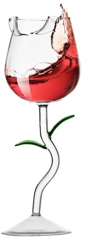 Copa de vino floral - flauta de champán en forma de rosa creativa, elegante juego de cristalería | Copa de vino decorativa de lujo para bodas, compromisos, fiestas, copa de vino de alta calidad