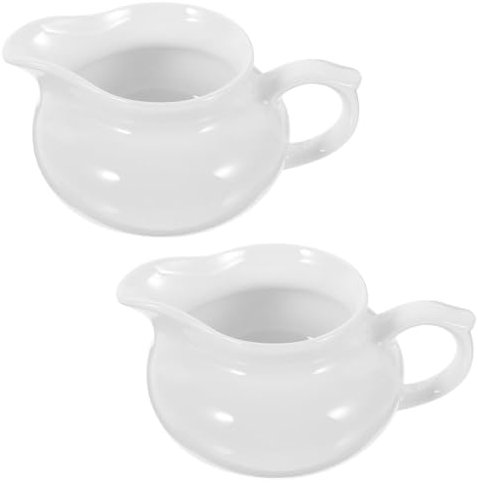 Holibanna 2pcs Ceramic Sauce Pot Portable Gravy Sauce Dispenser White for Serving