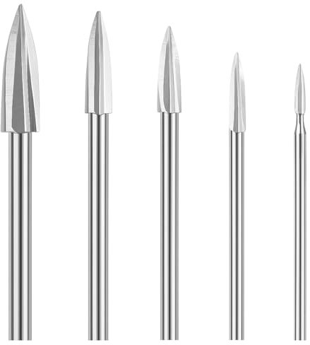 5PCS Set Di Punte per Legno per Utensili Rotanti, Incisione Legno Punte Da Intaglio per Accessori Punte Da 1/8 Per Fai-Da-Te, Scultura, Incisione, Levigatura E Foratura, Utensili in Acciaio Rapido