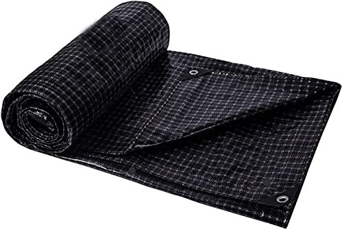 Lona impermeable resistente de 6 x 10 m, ideal para toldo, tienda de campaña, barco, caravana, piscina, lonas negras impermeables para patio, a prueba de polvo y lluvia