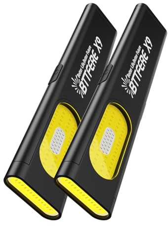 Bttfere Paquete de 2 linternas de bolsillo EDC con clip de luz con base magnética – 675 lúmenes USB-C recargable delgada plana IPX4 impermeable modos duales linterna LED compacta para camping, viajes