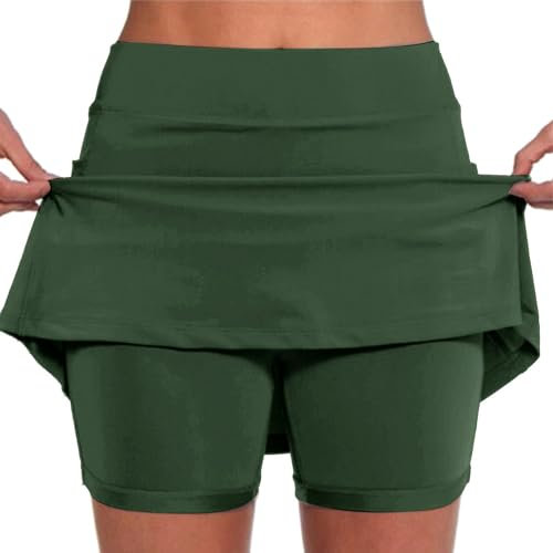 Generisch Damen Sportskort Laufskort Leggings mit Rock Tennisröcke Hockey Engen Capris Gym Yoga Pants Mit Taschen und Kopfhöreranschluss Tennis Oberteil Damen