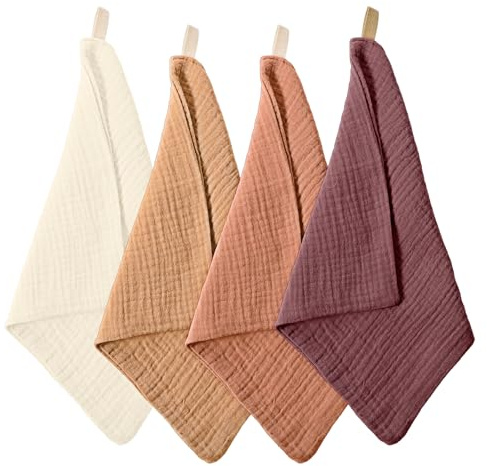 Qianyu Paquete de 4 paños para la cara, paños desmaquillantes, suaves, absorbentes, de muselina, transpirables, reutilizables, para el cuidado de la piel, limpieza diaria, viajes, mujeres, hombres y