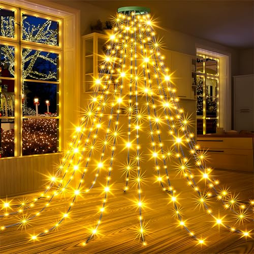 VIPNAJI Cadena de Luces para Árbol de Navidad, 2m Luces Arbol de Navidad 16 Cuerdas, Impermeable 400 Led Luz Cadena Interior e Exterior, Navidads Boda Fiestas, Blanco Cálido