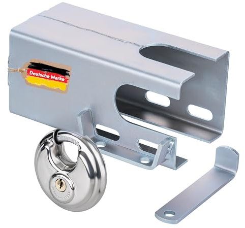 AUTOLIGHT 24 Lucchetto per rimorchio con serratura rotonda e chiave, antifurto per rimorchi e roulotte, zincato, resistente alle intemperie e antiruggine, serratura universale per gancio di traino