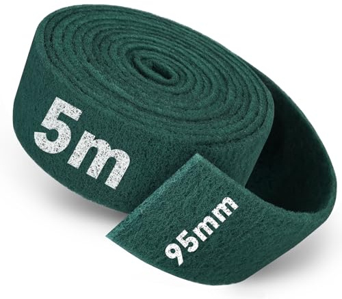 PMIQSA Schleifvlies Rolle 5mx95mm Korn 800 Reinigungsvlies Schleifpads | Schleifpapier Rolle für Holz Edelstahl Metall Lack Schleifen Polieren Schleifschwamm Verstopfungsschutz Schleiffleece
