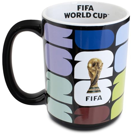 Hy-Pro Officially Licensed FIFA World Cup 2026 15 oz Mug – Football Mug Featuring Trophy Image & Official Tournament Colours – Ceramic Coffee Cup for Fans, Home & Office Use