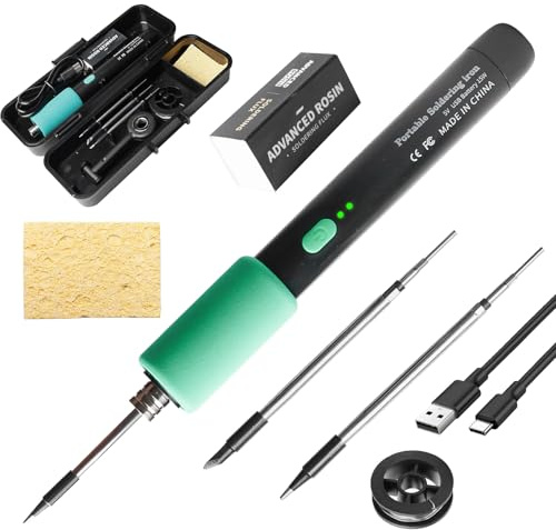 Lötkolben Set USB: USB Akku Lötkolben Tragbar, 3 Gänge Temperatur Einstellbare 260 ℃-420 ℃, 3 Lötspitzen, Professionelles Wiederaufladbar Lötkolbenset Elektrische Arbeiten, für Reparaturen und DIY