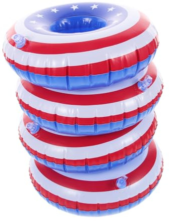 HEALSOPTHY 4 pezzi Portabicchieri Gonfiabili per Piscina Tema Bandiera Americana da Porta Bevande Galleggianti in PVC per Feste Estive e Giochi d Acqua Decorativi e Divertenti Riutilizzabile