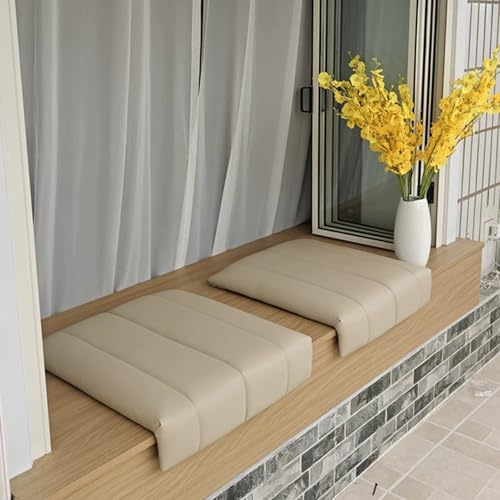 Klemmkissen für Erker-Fensterbank Treppe Indoor/Outdoor - Wasserdicht/Rutschfest, Sitzkissen Kunstleder Treppenkissen aus Schaumstoff für Stadion Bleacher Lesen Spielen(Grau,30x35 cm/11.8x13.8 in)