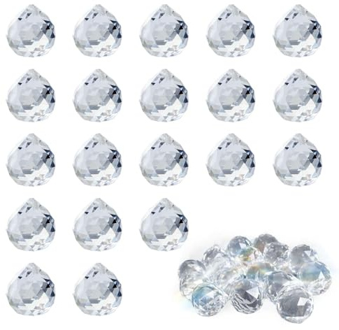 yqdnboi 20 Stück 30mm Klare Kristallkugeln,Kristall Glas Prisma, LichtspielKristall, Fenster DekorationKristall, Feng Shui Kristallkugel,Kristalle Als Dekoration für Fenster Haus Prisma Deko