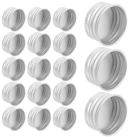 DECOMELODY Lot de 50 Bouchons de Bouteille Filetée en Aluminium Argenté, Joint Étanche, Design Flexible, pour Bouteilles en Verre et Récipients de Rangement 24mm