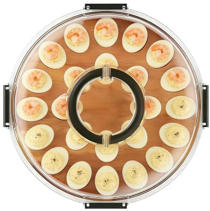 Genérico Bandejas para Huevos Rellenos - Bandeja con 24 Ranuras Y Tapa | Plato para Huevos - para Fiestas, Pascua, Acción -Gracias, Cenas, Buffet, Cocina Hogar, Catering, Aperitivo,