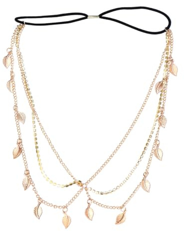 ABOOFAN Cadena Cabeza Gemas de Imitación Dorada Diadema Hojas de Aleación Tocado Borlas para Mujer Talla Única Joyería Elegante para Fiestas y Bodas