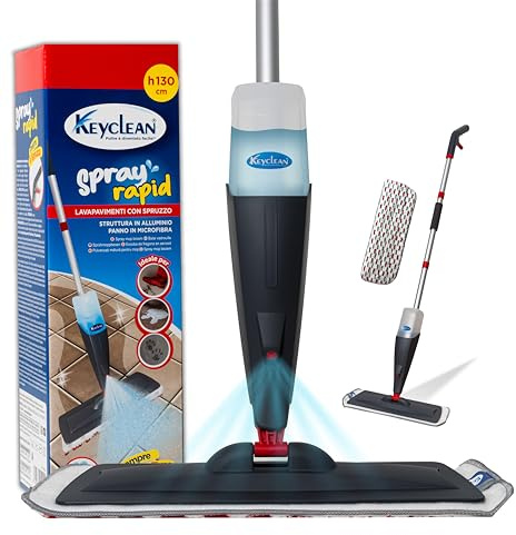 IPEA Mopa Fregona con Pulverizador de Aluminio con Paño de Microfibra - Superligero - Spray Mop Spray Mop con Botella para Lavar Suelos, Quitar el Polvo, Limpiar Vidrios