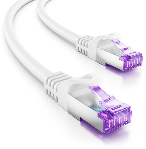 deleyCON 4m CAT7 Netzwerkkabel - 10 Gigabit - RJ45 Patchkabel Ethernet Kabel (Kupfer, SFTP PiMF Schirmung) - für Highspeed LAN DSL Switch Modem Router Patchpanel CAT7 CAT6 CAT5 - Weiß