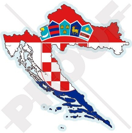 Kroatien, kroatische Landkarte-Flagge, Hrvatska, 10,2 cm, Vinyl-Aufkleber für Stoßstange