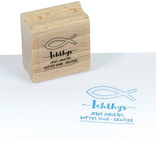 Praisent Holzstempel (Fisch/Ichthys) - Stempel - Rund - Gummi - Klein bis Mittel - Fisch / Ichthys