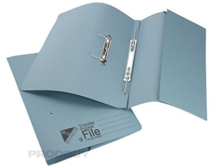 ProdBuy Limited 10 Pack Blue Foolscap Pocket Transfer Spring Files 285gsm 32mm Capacity