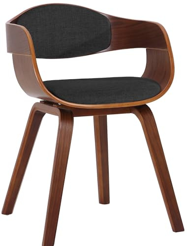CLP Esszimmerstuhl ergonomisch Kingston,Lehnstuhl mit umlaufender Rückenlehne, Holzgestell belastbar bis 150 kg Farbe walnuss/dunkelgrau