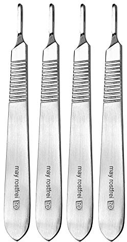 May Set 4x Skalpellhalter Figur 3 Skalpellgriff Edelstahl Modellbau | 4er Set robuster Skalpellhalter (Figur 3) aus Edelstahl für Modellbau und präzise Grafikarbeiten