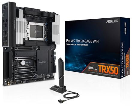 ASUS PRO WS TRX50-SAGE WIFI, Scheda Madre Workstation AMD, Slot DDR5, Nera | PCIe 5.0 x 16, PCIe 5.0 M.2, LAN da 10 Gb e 2,5 Gb, CPU e Memoria per Overclock, supporto multi-GPU