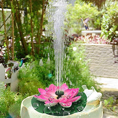 Wankd Solar Lotus Springbrunnen Pumpe, Solar Springbrunnen Solarteichpumpen Set Wasserspiel Solar Teichdeko Schwimmend, für Vogel Bad,Teich, Aquarium, Garten (Pink)
