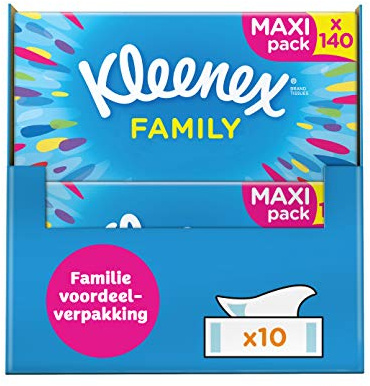 Kleenex Family Stoffe - 1400 Taschentücher - 10 x 140 Stück - Geschenkbox