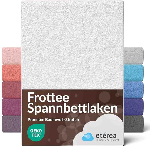 etérea Frottee Spannbettlaken 180x200–200x200 cm Weiss – warmes Frottier-Spannbetttuch 80% Baumwolle 20% Polyester, kuscheliger Winter-Komfort mit Rundumgummi für Doppelbett, King-Size & Boxspring