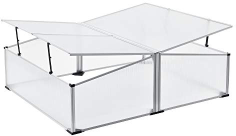 [en.casa] Frühbeet mit Doppeldach Mini-Gewächshaus 100x120x40 cm Beetkasten Gewächshaus Treibhaus Pflanzbeet Tomatenhaus Frühbeetkasten Hohlkammerplatten