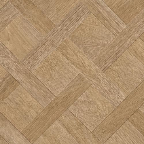 VINYL FLOORING UK Brown Wood Effect Vinyl Flooring Roll For Living Room, Kitchen, 2.0mm Cushioned Backing, Lino Flooring Modern Design-2m(6'6) X 2m(6'6)-4m²