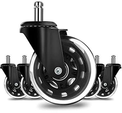Hsthe Sea - Ruedas de repuesto de goma estilo Rollerblade de 5 piezas, ruedas de repuesto para sillas de oficina, ruedas giratorias silenciosas, perfectas para pisos de madera, alfombras y baldosas