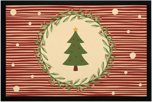 MoonWorks® Fußmatte Weihnachten Weihnachtsbaum Tannenbaum Willkommen im Advent rutschfest & waschbar Schwarz 60x40cm