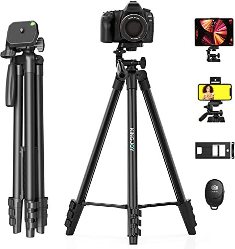 KINGJOY 71'' Camera Tripod Compatible with Canon Nikon Phone Tripod Stand with Universal Tablet Phone Holder Remote Shutter and Carry Bag Max Load 6.6LB