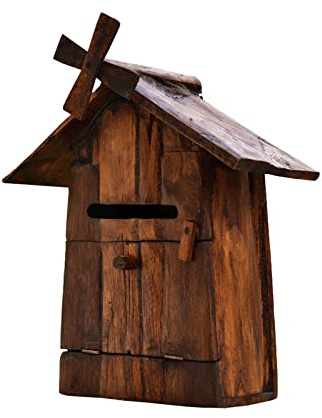 QOBNN Briefkasten Aus Holz, Holländische Windmühle Im Scheunenstil, Vintage & Distressed-Briefkasten Für Zuhause, Bauernhaus, Cottage