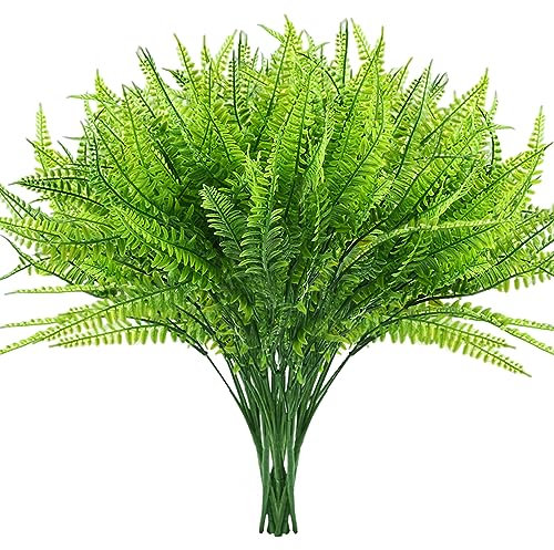 TUAKIMCE 8 Stück Künstliche Farn Pflanzen Kunstpflanzen Farnpflanzen, Dekopflanzen Farn Kunstpflanzen wie echt Grün, künstliche Balkonpflanzen für Tischdeko Garten Vase Dekoration