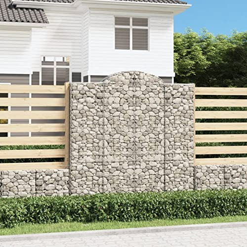 Homgoday Panier en gabion arqué 200 x 30 x 200/220 cm en fer galvanisé, panier de gabion, panier en maille métallique, panier en pierre, mur de soutènement extérieur en spirale, jardinière de jardin