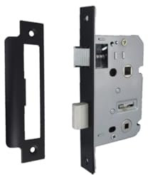 Haven Heritage Mortice Sashlock for Bathroom Door, 2.5 Reversible Case, Brass - Mortice Lock, Door Lock with Key, Internal Locks for Doors, Bathroom Lock, Door Lock - Matt Black