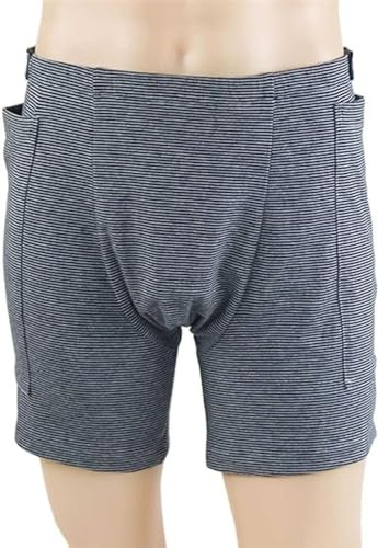 Inkontinenzpflegehose, Katheter-Unterwäsche, Urinbeutelhose mit Doppeltaschen-Design, leicht zu reinigen, bequem, Harninkontinenz-Unterwäsche, Baumwolle, wiederverwendbar (Farbe: Herren, Größe: