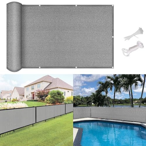 Balkonsichtschutz mit Ösen 2.5 x 8 m Windschutz Sonnenschutz Und Wetterfest Balkonblende Sichtschutzmatte mit Kabelbinder Ohne Bohren für Balkongeländer, Terrasse, Grau