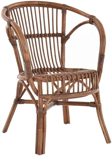 Klassischer Flecht-Sessel im skandinavischem Stil/Korb-Stuhl aus Natur-Rattan (Braun)