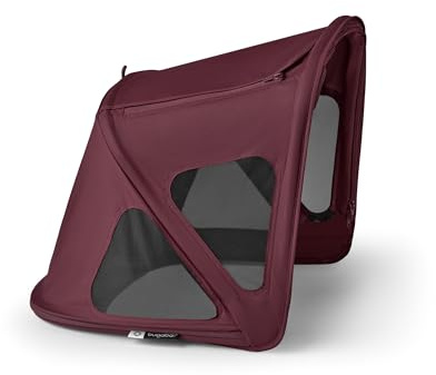 Bugaboo Breezy - Toldo solar con paneles de ventilación y mosquitera integrada, compatible con cochecitos Fox, Kangaroo, Cameleon 3 y Lynx, tela UPF 50+ y protección repelente al agua, cereza oscura