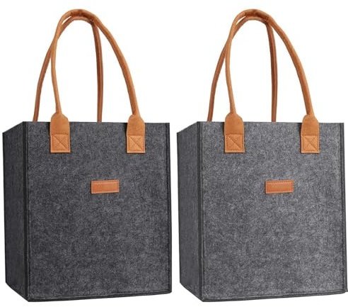 2 Pack Wine Carrier Bag - 6 Bottle Felt Tote Holder | Reusable Felt Wine Carrier With Handles