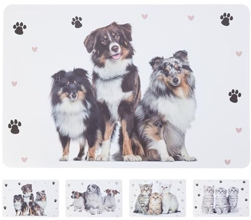 8-teiliges Tischset - Platzset für Tierliebhaber - 43,5 x 28,5 cm | Mit niedlichen Hunden und Katzen-Motiv - Pflegeleicht langlebig und abwaschbar - Malunterlage - Bastelunterlage