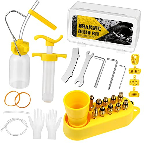 FRCOLOR Mountain Bike Hydraulic Disc Brake Oil Change Tool Kit Bike Brake Bleeding Kit Mineral Oil Filling Tools Multi-Function Easy Installation Wrench Set