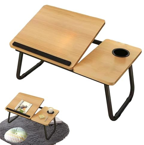 Fällbart laptopbord - bärbar skrivbordsbricka, hopfällbart skrivbord för bärbar dator med mugghållare | vikbar frukostbricka, laptopbricka, för soffa, golv