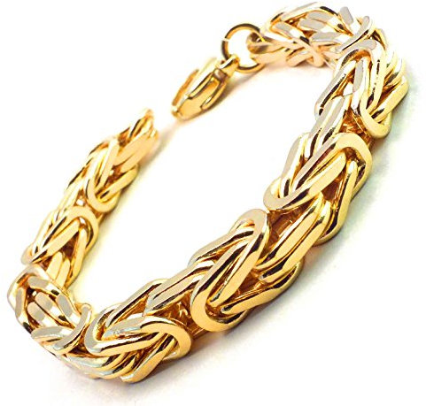 Tendenzalia Bizantiner Königsarmband quadratisch original italienische Kette 18kt Gold doublé 7mm breit Länge 17cm