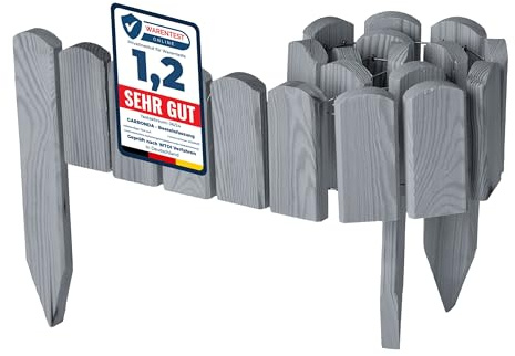 Garronda Rollborder Recinzione in legno flessibile 100 x 10 cm bordatura giardino bordura per aiuola staccionata in legno cordolo Decorazione da frutteti Palizzata GD-0148 Grigio